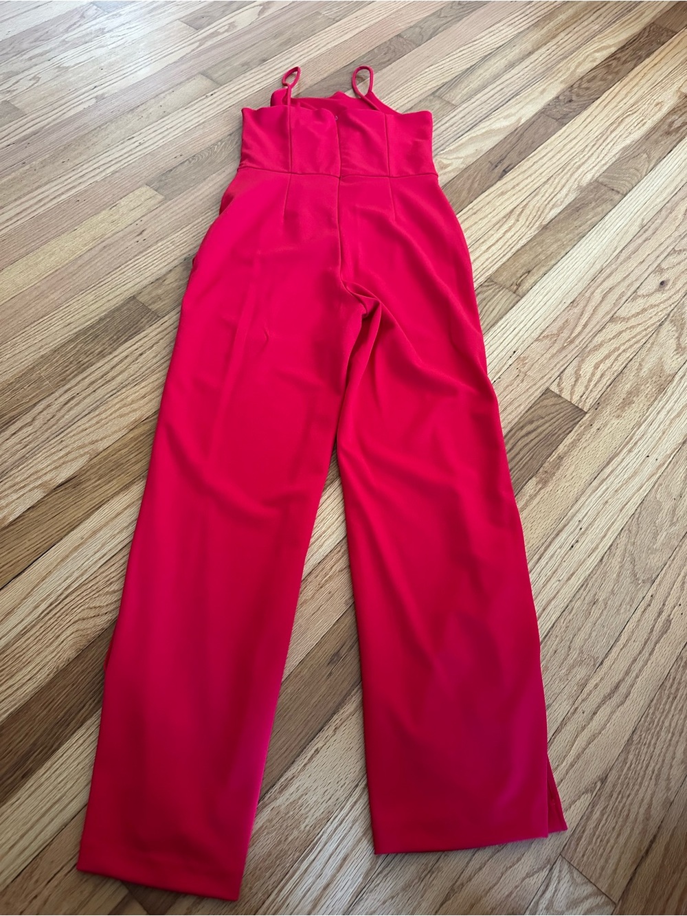Sleeveless Red Wide-Leg Jumpsuit with Spaghetti Straps